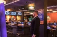 Security guard inside casino and gambling shop