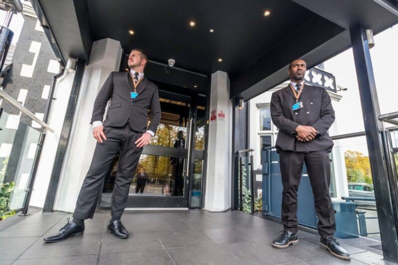 Security guards outside venue